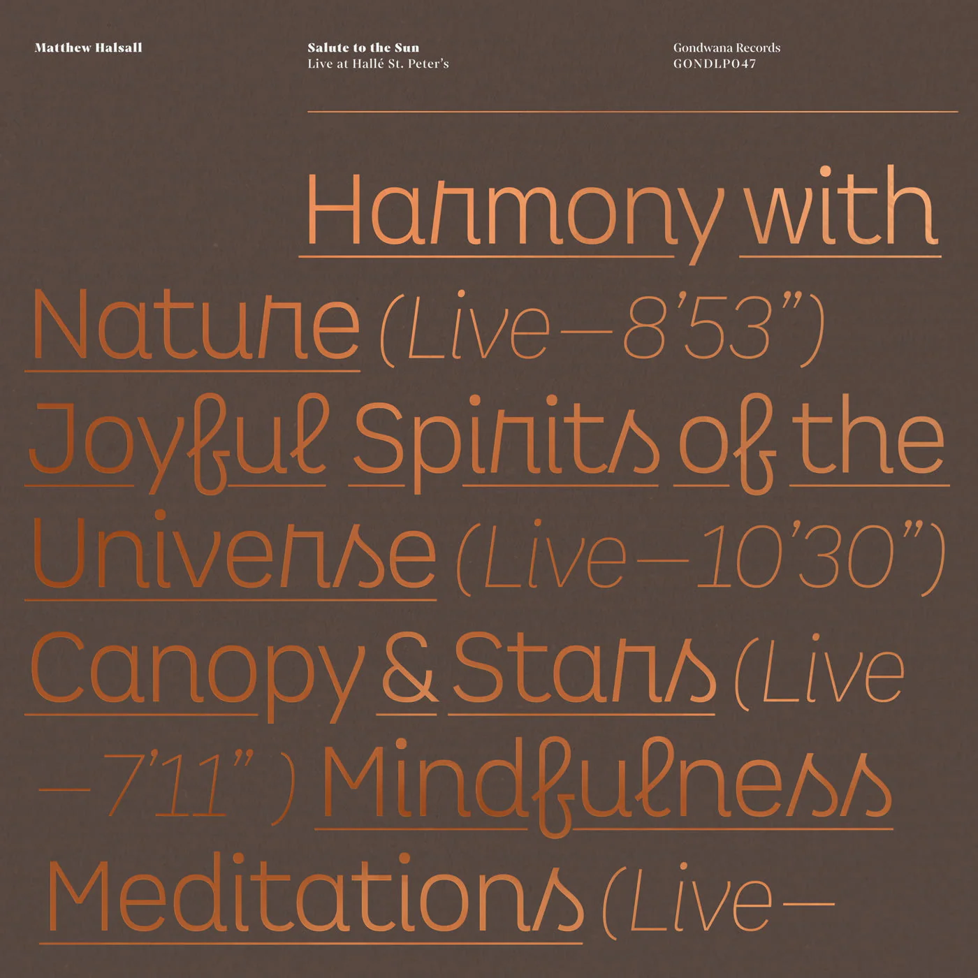Matthew Halsall - Salute to the Sun Live at Halle? St. Peter's (LP) - Image 2