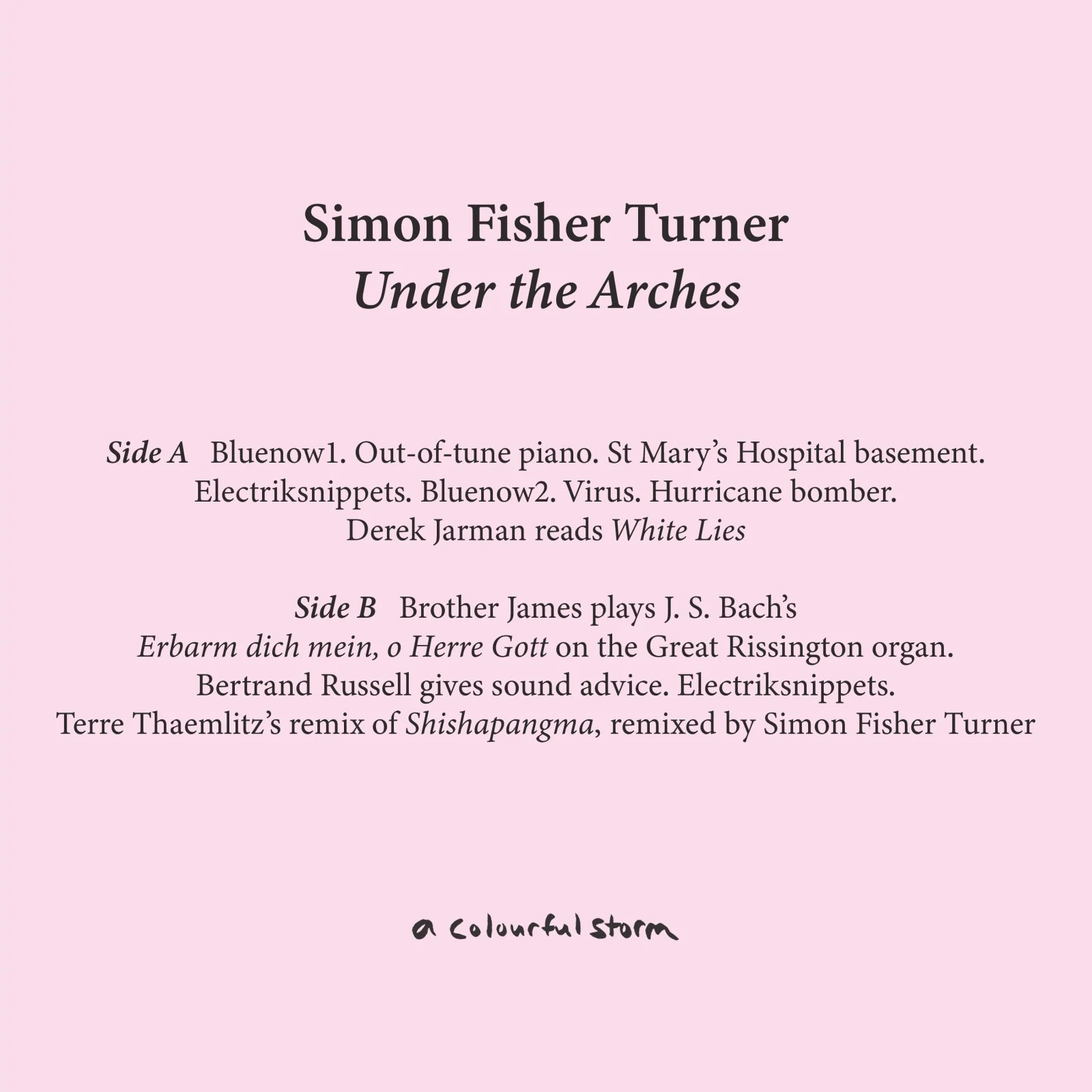 Simon Fisher Turner - Under the Arches (LP) - Image 2