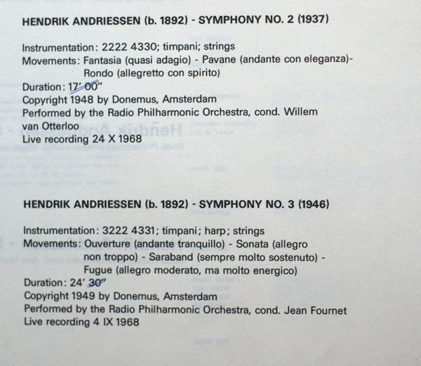 USED - Hendrik Andriessen - Symphony No. 2 / Symphony No. 3 - Image 4