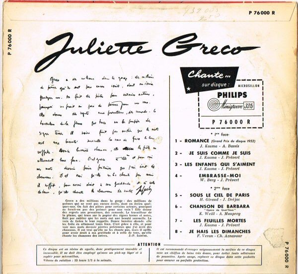 USED - Juliette Gréco - Chante Ses Derniers Succès - Image 2