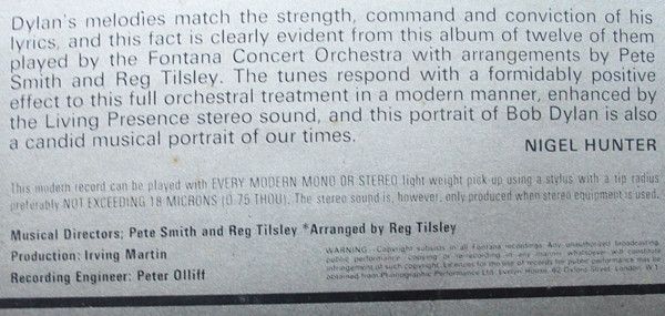 USED - The Fontana Concert Orchestra - Portrait Of Bob Dylan - Image 6