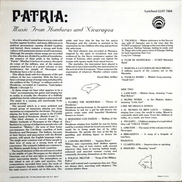 USED - Unknown Artist - Patria: Music From Honduras And Nicaragua - Image 2