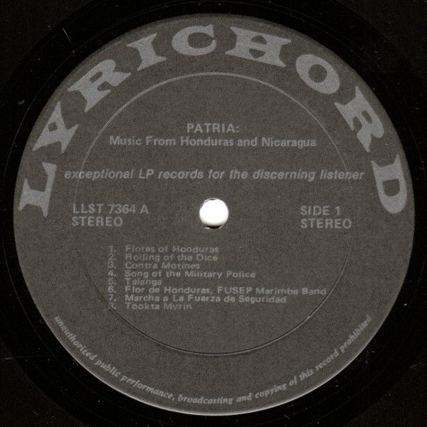 USED - Unknown Artist - Patria: Music From Honduras And Nicaragua - Image 3