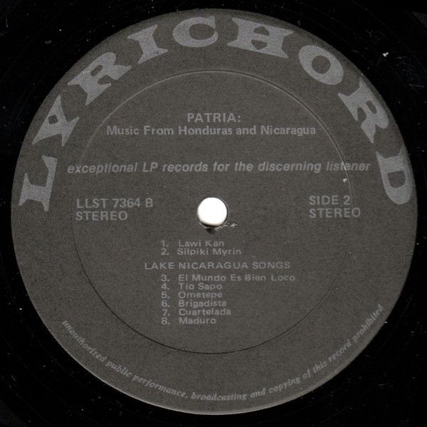 USED - Unknown Artist - Patria: Music From Honduras And Nicaragua - Image 4