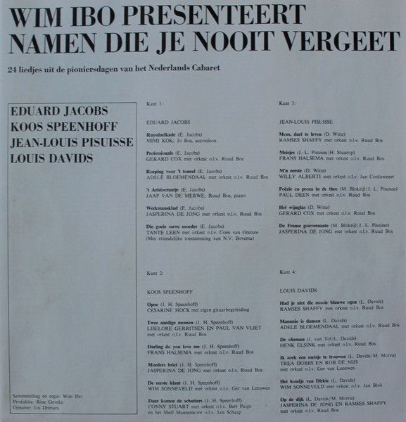 USED - Various - Wim Ibo Presenteert: Namen Die Je Nooit Vergeet - Image 2